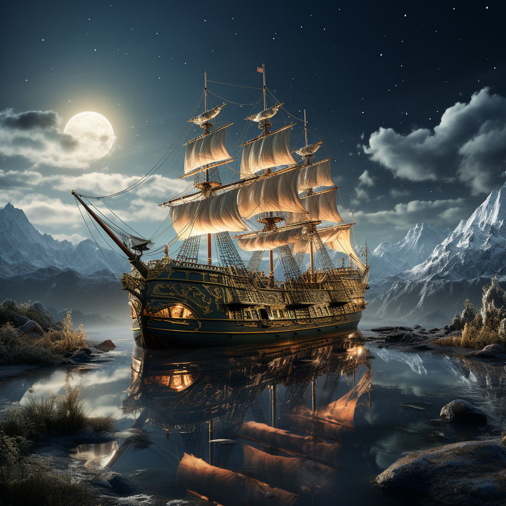 an-old-water-ship-in-mid-of-moon-night